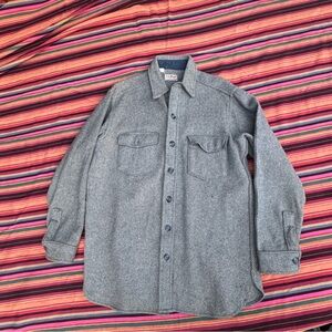 Vintage 80s LL Bean Wool Button-Up Shirt Jacket with Pockets